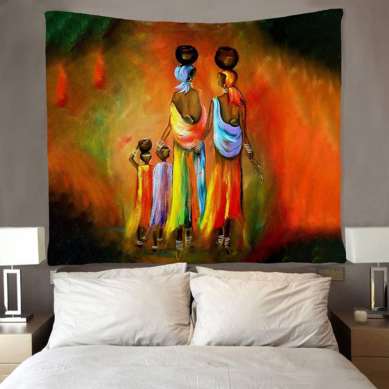 African Women and Children Black Art Afro Tapestries Hippie Art Wall Hanging