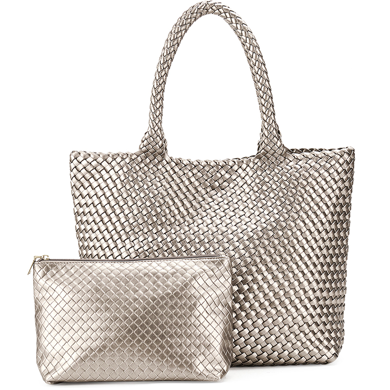 Bolsos de cuero tejidos Bolso grande tejido para mujer Bolso tejido de Bolso de cuero vegano: Azul cielo