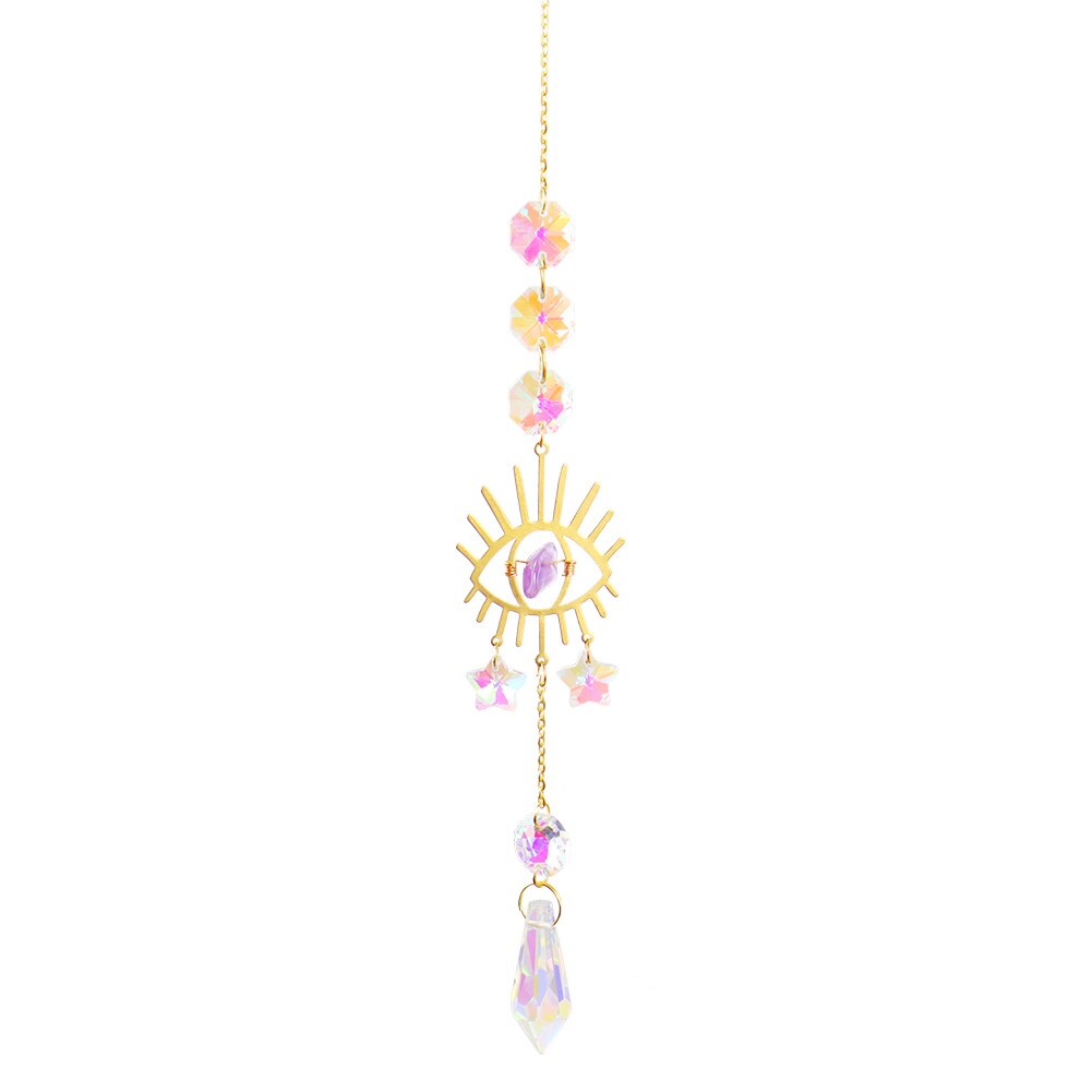 Metal Rainbow Collection Hanging Diamond Crystal Prisms Wind Chimes Decor Garden Decor Crystal Decor Wind chimes: A 400MM