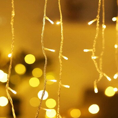 Luces navideñas para decoración de Exteriores, cortina de luces Led con caída de 5M, 0,4-0,6 m, aleros para y jardín: warm white / Enchufe estadounidense