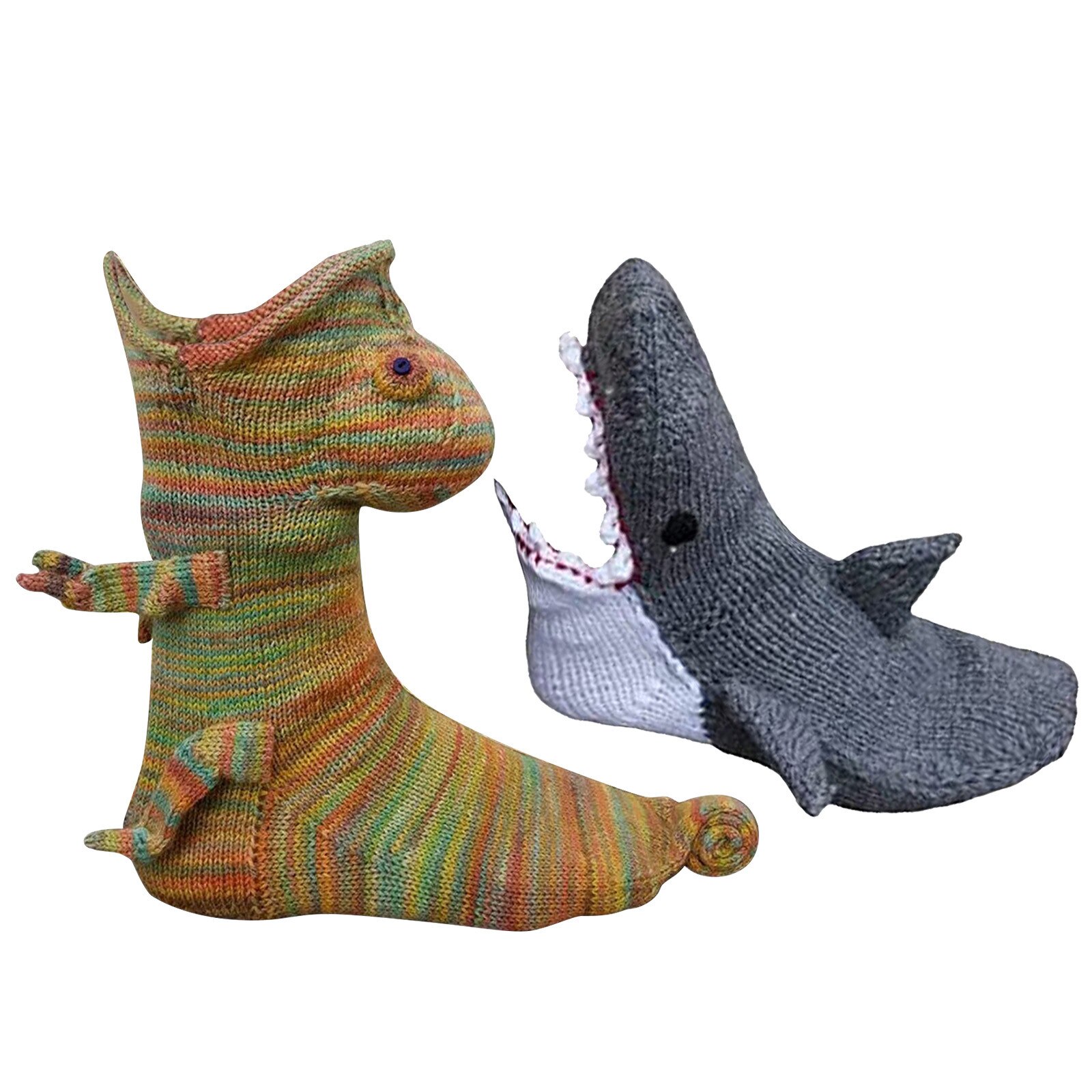 Christmas Knit Socks Keep Warm Winter Funky Animal Pattern Double Knitting Cuff Down Untraditional For Woman Man Socks: E