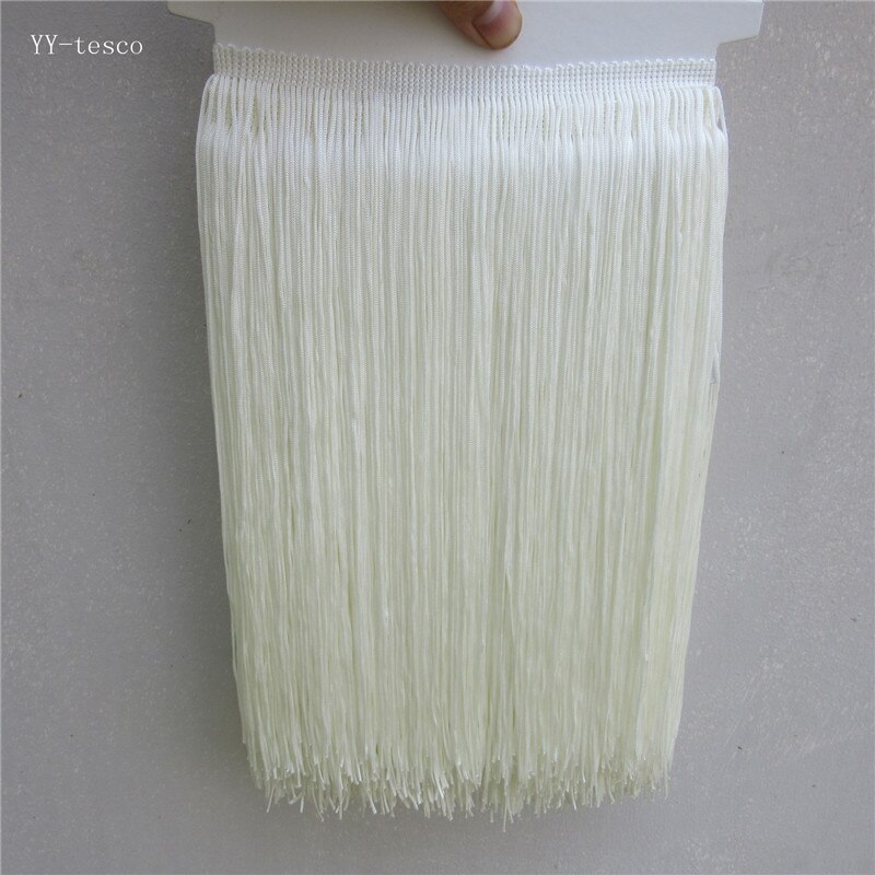 YY-tesaco 5yards 30cm Wide Lace Fringe Trim Tassel Fringe Trimming For DIY Latin Dress Stage Clothes Accessories Lace Ribbon: Beige
