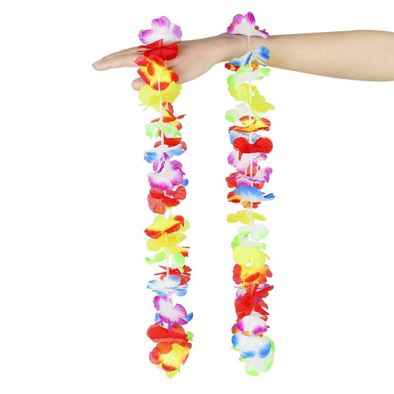 4-10pcs Hawaiian Party Artificial Flowers leis Garland Necklace DIY Dress Accessories Hawaii Beach Luau Summer Party Decor
