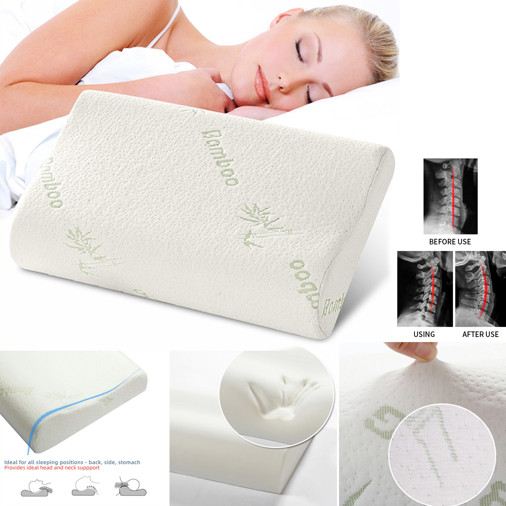 Bamboo Fiber Elastic Memory Foam Luxury Rebound Sleeping Pillow Firm Orthopaedic Neck Support Health Cervical Pillow 1pc/2pcs