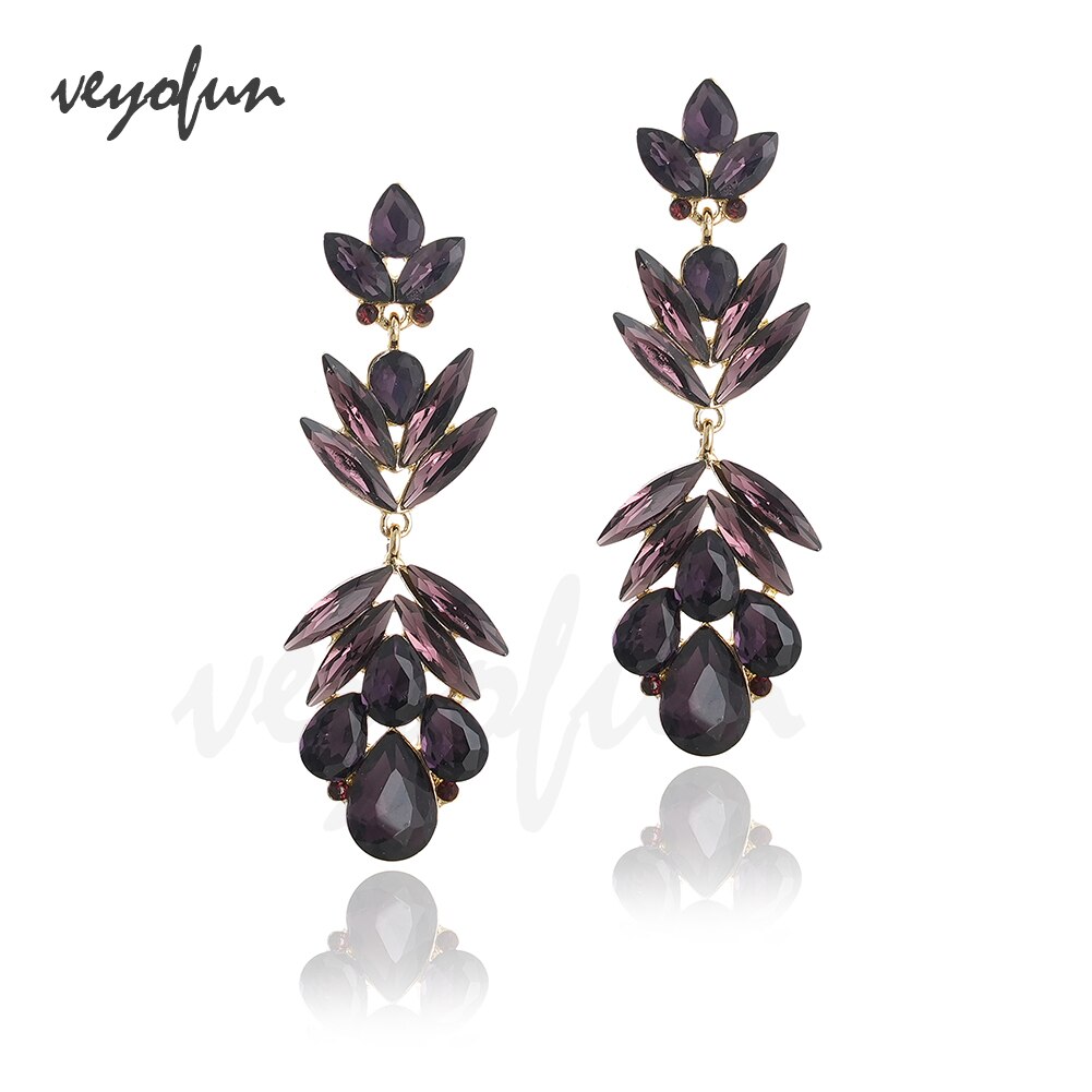 Veyofun Geometrische Crystal Oorbellen Hyperbole Bridal Dangle Oorbellen Mode-sieraden Voor Vrouwen: pueple