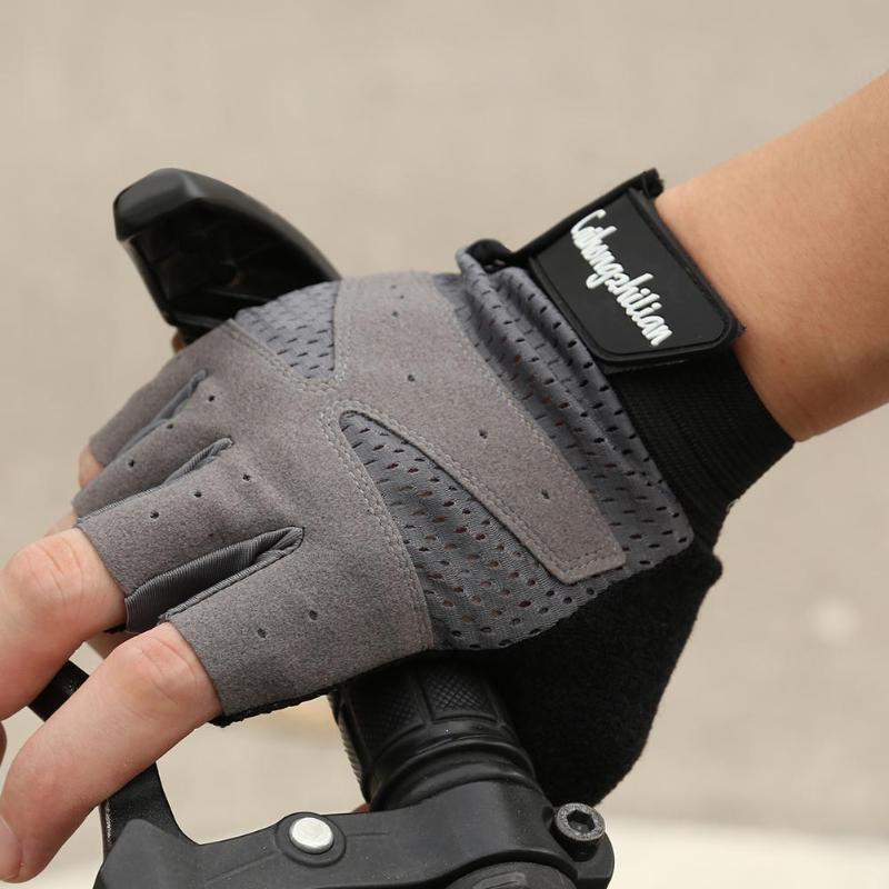 Sport Fitness Anti-Zweet Anti-Slip Outdoor Fietsen Ademende Half Vinger Handschoenen Zwart Grijs Fietsen Accessoires L/xl