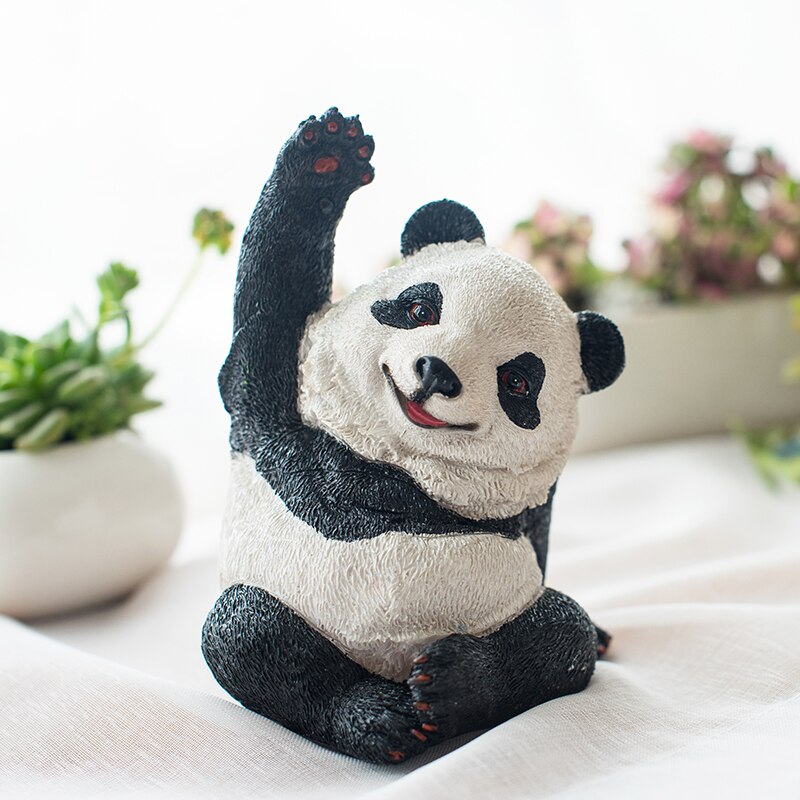 Statue de panda mignonne en résine, micro-décoration pour voiture, bureau, jardin extérieur, sculpture animale, décoration, ornement