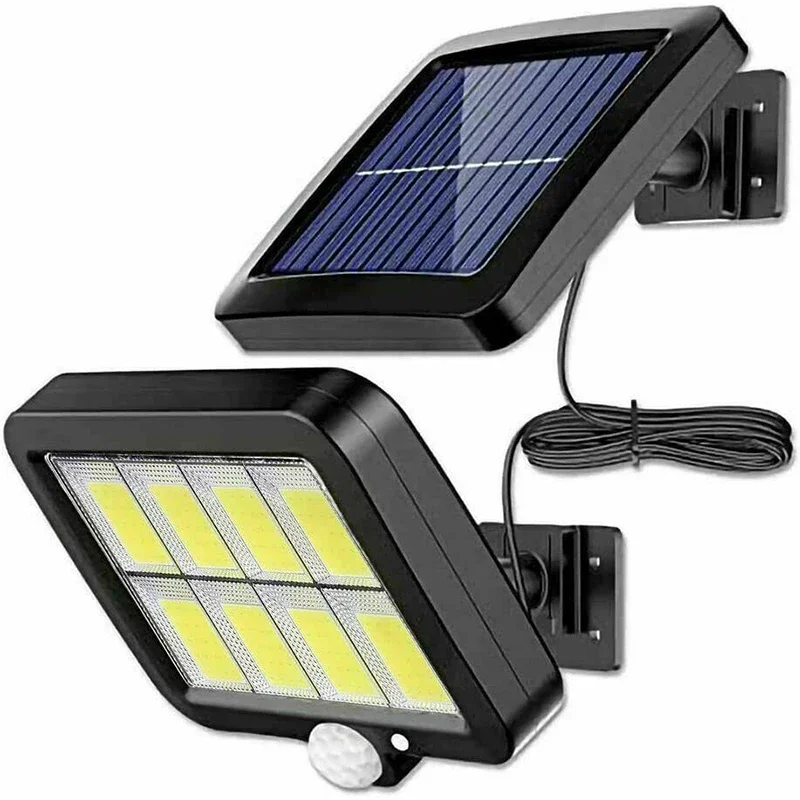 Lámpara Solar de pared dividida 100/120/160COB, 3 modos, Sensor de movimiento impermeable, farolas de jardín, lámpara Solar, luz de pared de seguridad para jardín: Luna Azul