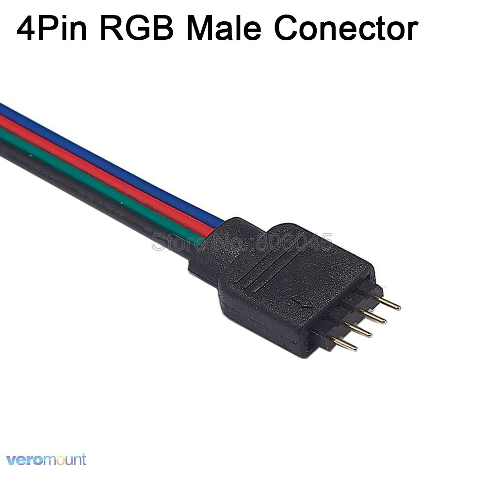 10 st/lot 4 pin 4- pin hona & hane rgb kontakt 10cm kabel tråd kontakt för smd 3528 5050 rgb led strip lampor: Manlig