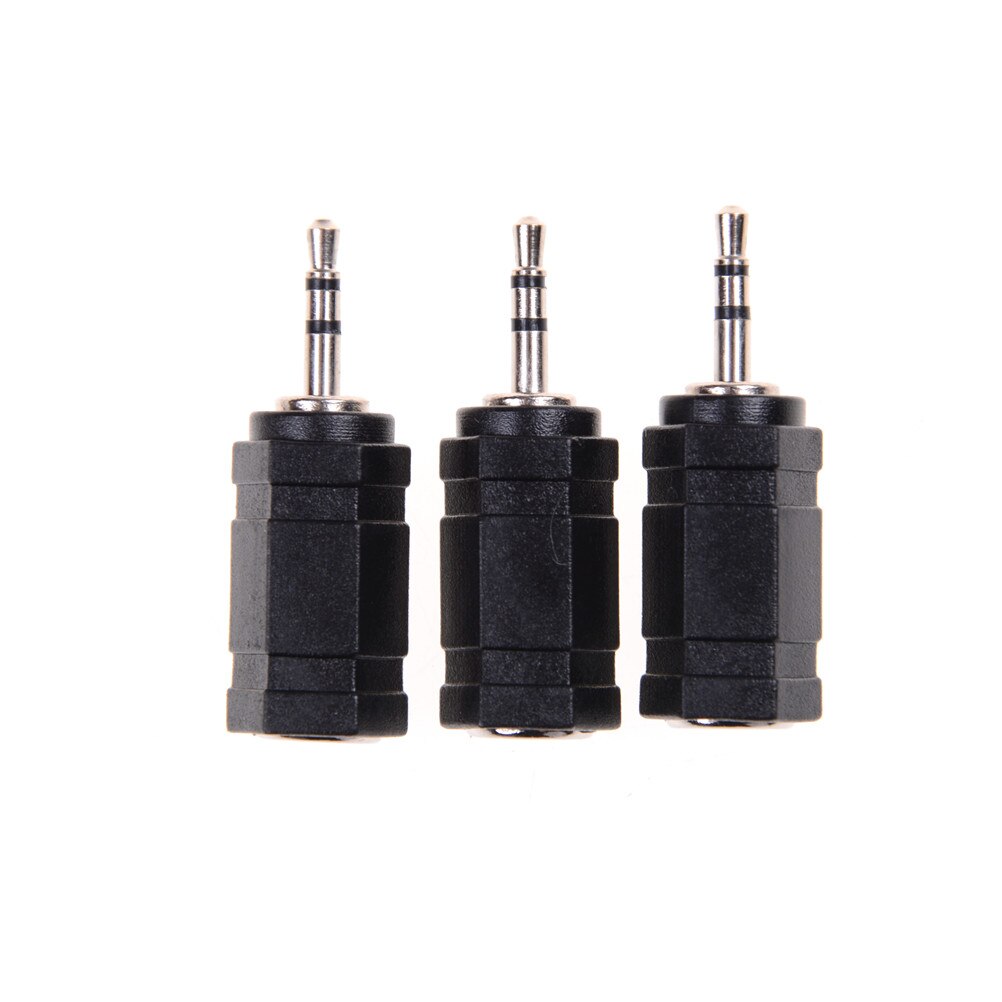 Black 3 PCS 2.5mm Male To 3.5mm Female Audio Stereo Headphones jack Adapter Plug