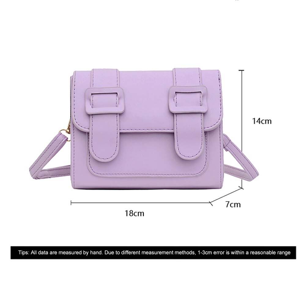 Kvinnor pu läder axelväskor bälte spänne liten fyrkantig casual flik crossbody messenger handväskor