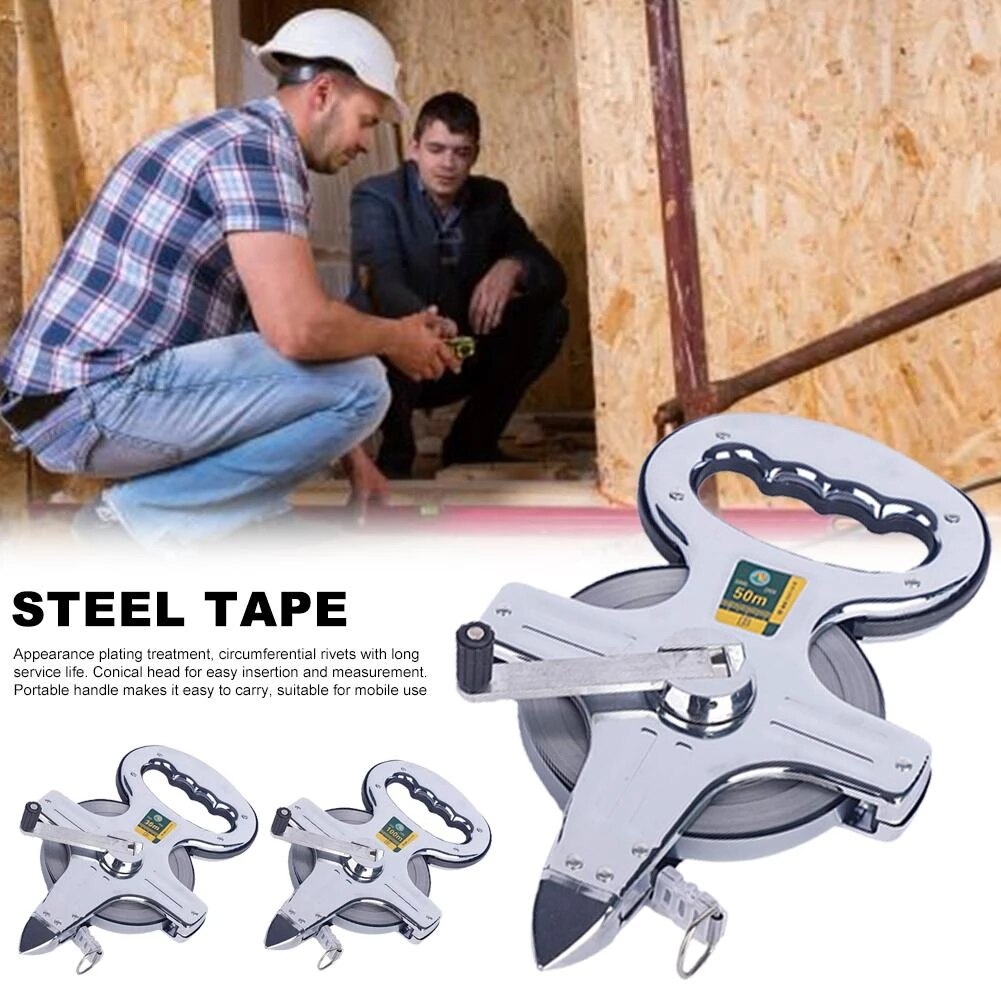 Tape Measure 30M 50M 100M Stainless Steel Tape Ruler Retractable Measuring Tape Metric Construction Measuring Tools