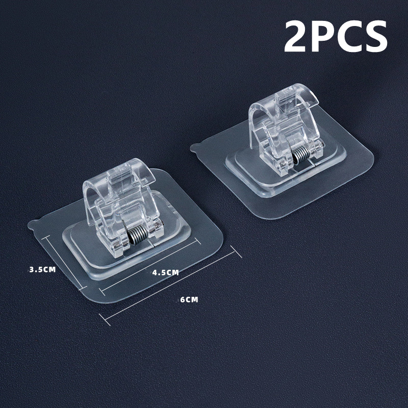 2Pcs Self Adhesive Curtain Hanging Rod Brackets Organized Pole Holders Bathroom Room Towel Bar Hook Support Rail Clamps Fixed: Clear