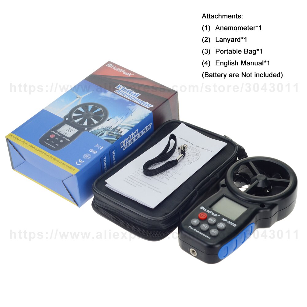 Multifunctionele Handheld Digitale Anemometer Speed Meetinstrumenten 0.3 ~ 30 M/s Windsnelheid Temperatuur Gereedschappen