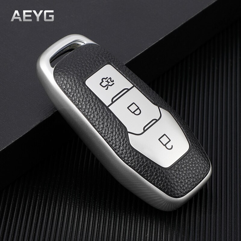 TPU Leather Car Key Case Cover For Ford F-150 Mondeo Galaxy S-Max Explorer Ranger Focus 3 4 ST Mustang Edge Fiesta MK 3 MK4 MK5: Silver only case