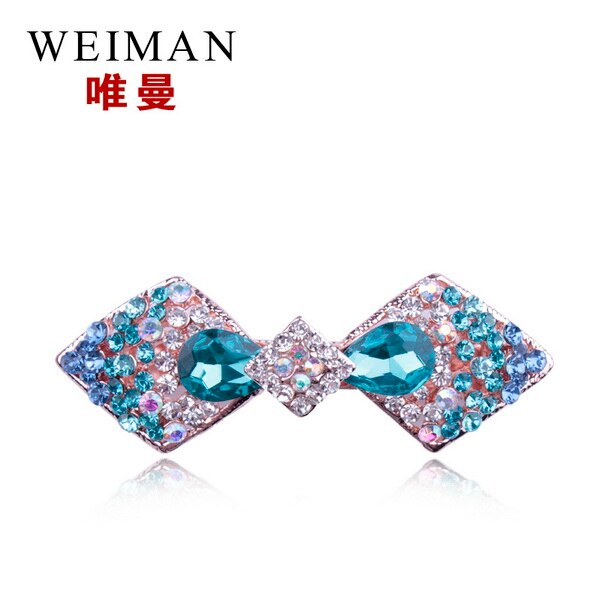 Weimanjingdian arco/doces cristal strass grampos de cabelo, grampos de noiva, joias de cabelo: candy blue