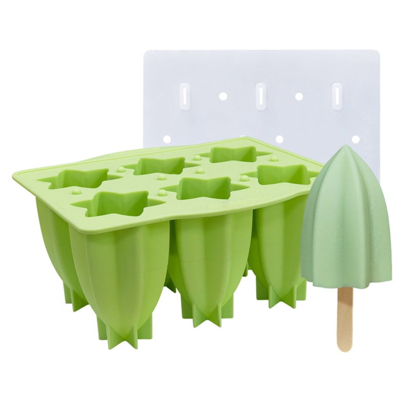 6 Holes Star Fruit Shaped Ice Cream Silicone Mold DIY Ice Tray Ice Cubes Moulds Popsicles Molds Food Grade Material Mold: Green