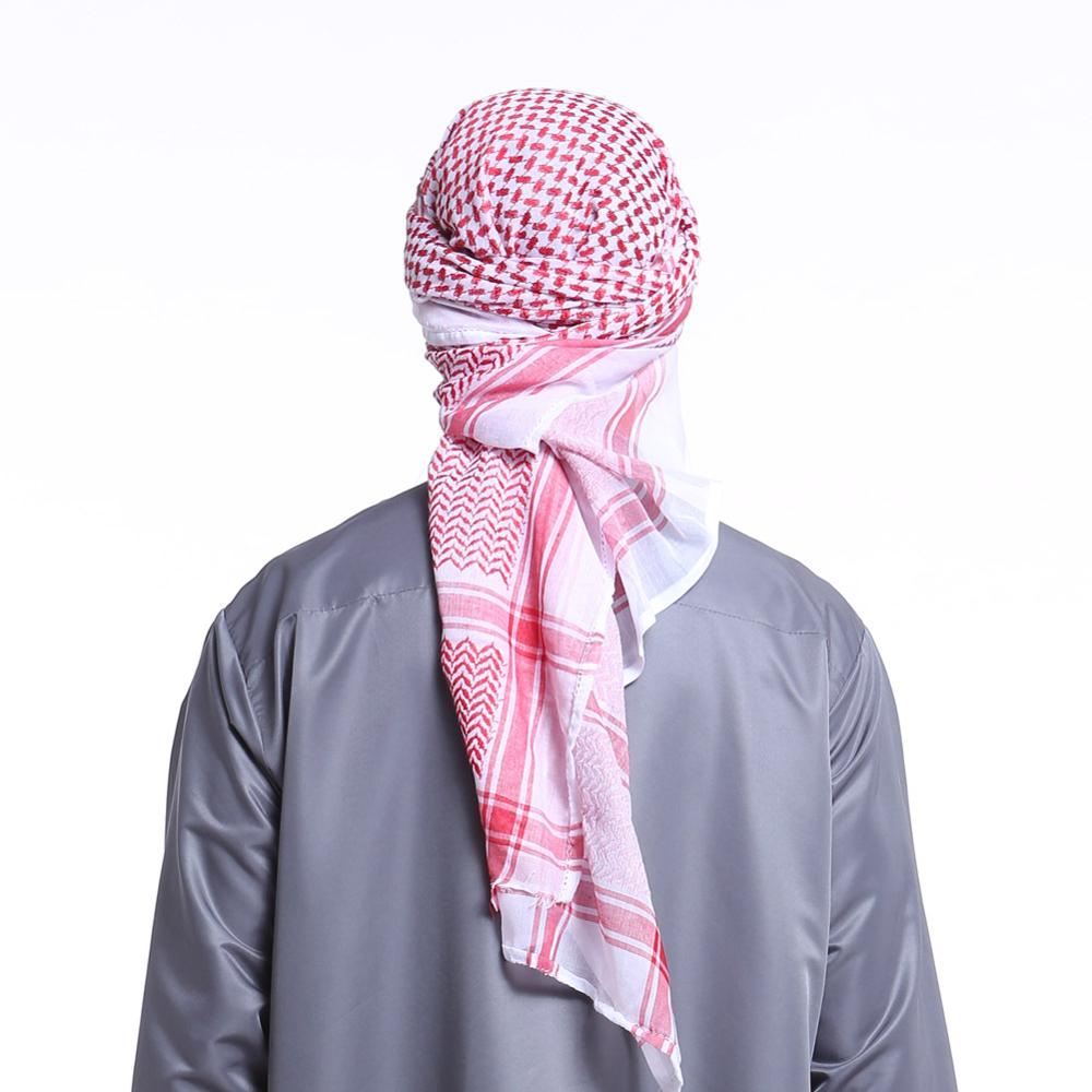 Mænds arabiske shemagh hovedbeklædning tørklæde islamisk tørklæde turban arabisk hovedbeklædning: 1