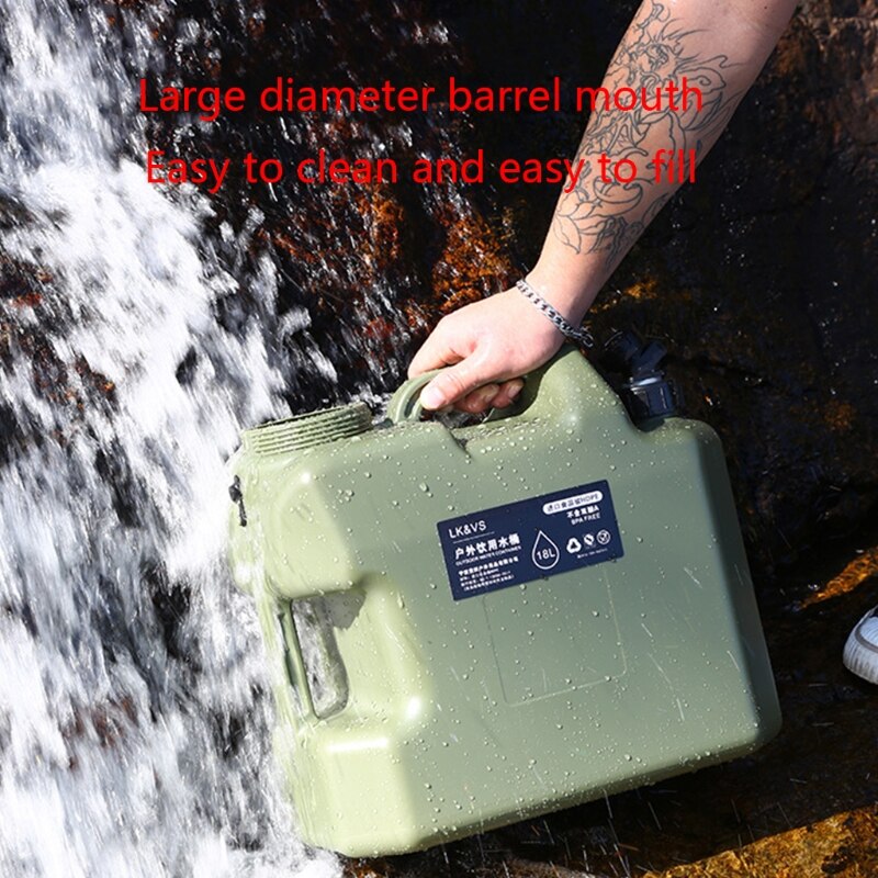 10L Outdoor Hiking Camping Water Bucket Portable Car Water Tank Container Large-caliber Water Canister with Faucet