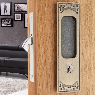 5 Styles Sliding Door Lock Interior Bathroom and Lavatory Lock Hook Invisible Move Door Lockset with keys