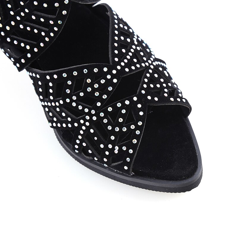 Vrouwen Sandalen Elegante Partij Schoenen Zip Mid Vierkante Cover Hak Platform Zomer Sandalen Vrouwen Lovertjes Schoenen