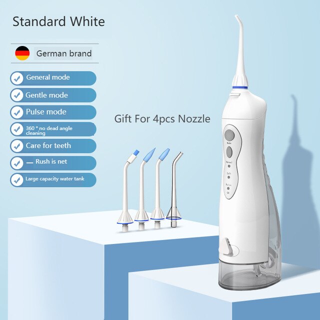 3 modus super macht Puls draagbare mondelinge irrigator Usb oplaadbaar Draadloze water tandheelkundige flosser Tandirrigator Tandheelkundige tanden reiniger Tandheelkundige waterstraal Tand schone picker: Standard White