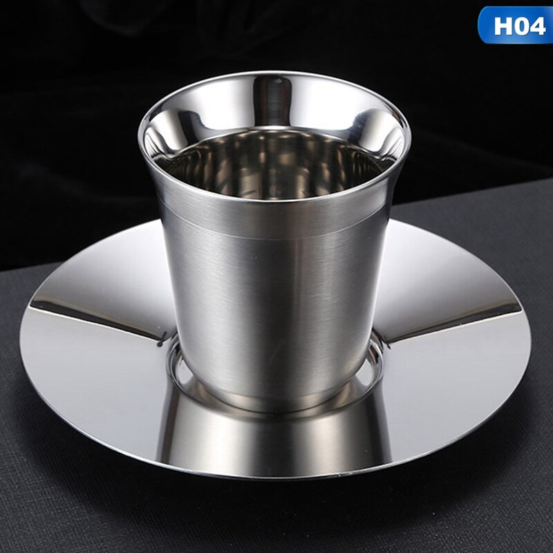 Jeu de 2 tasses expresso à Double paroi | Ensemble de tasses expresso en acier inoxydable, tasses à café isolées, faciles à nettoyer, 51-100ML: H04