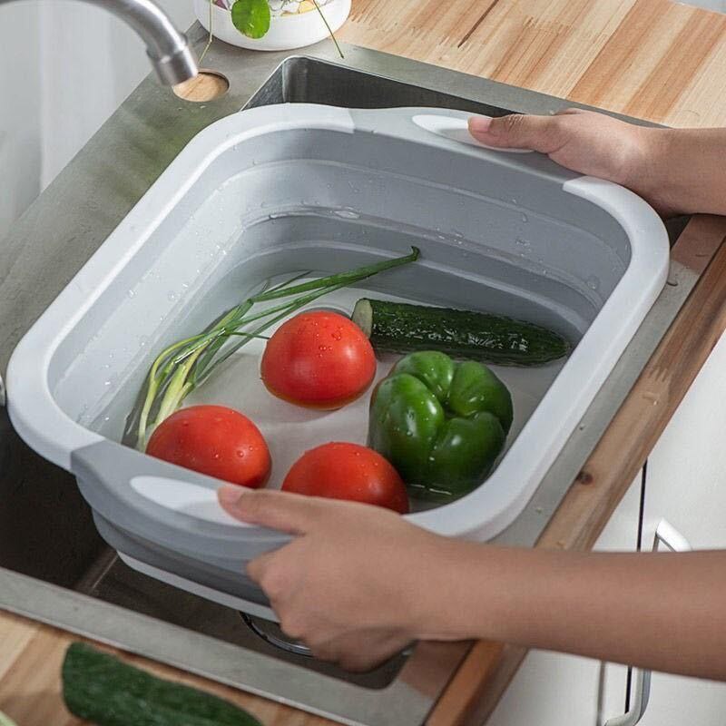 Multifunctionele Snijplank Keuken Benodigdheden Vouwen Gootsteen Groenten Fruitmand Wasbaar Keuken Organizer