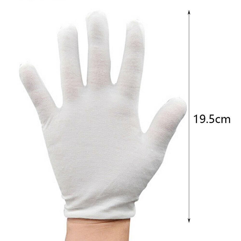 12 pairs/lot White 100% Cotton Ceremonial gloves for male female Serving / Waiters/drivers/Jewelry Gloves
