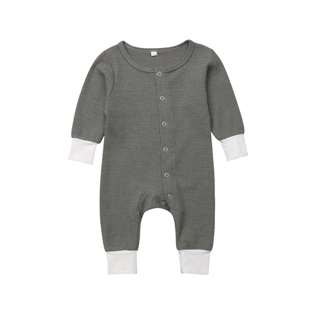Nyfødt spædbarn baby sovekabine lange ærmer knapper op nattøj efterår tøj ét stykke 0-18m: B / 6m