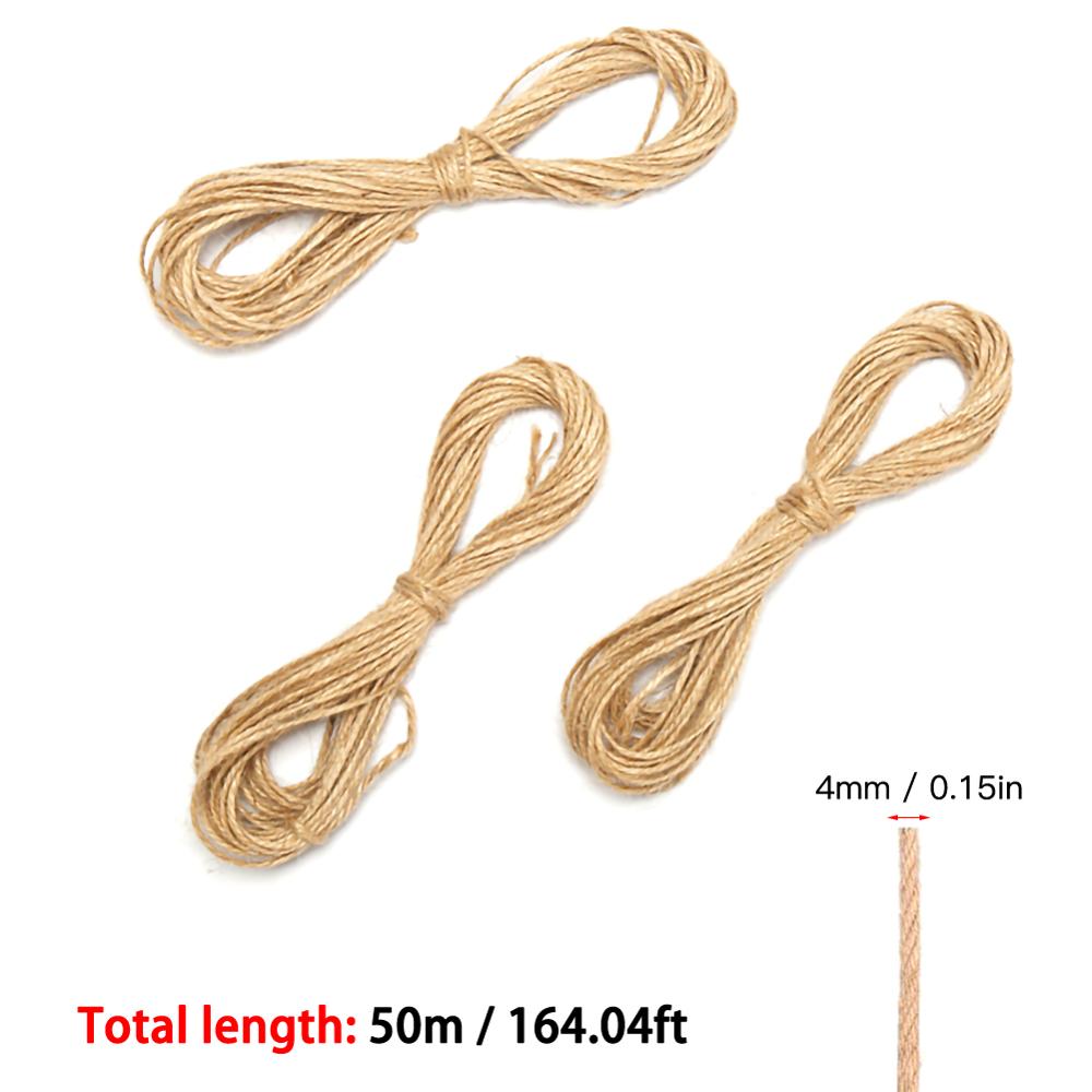 50M Retro Handmade Hemp Rope Diy Decoration Jute Rope Braided Rope Pet Homemade Climbing Frame Material Sisal Rope: 4mm