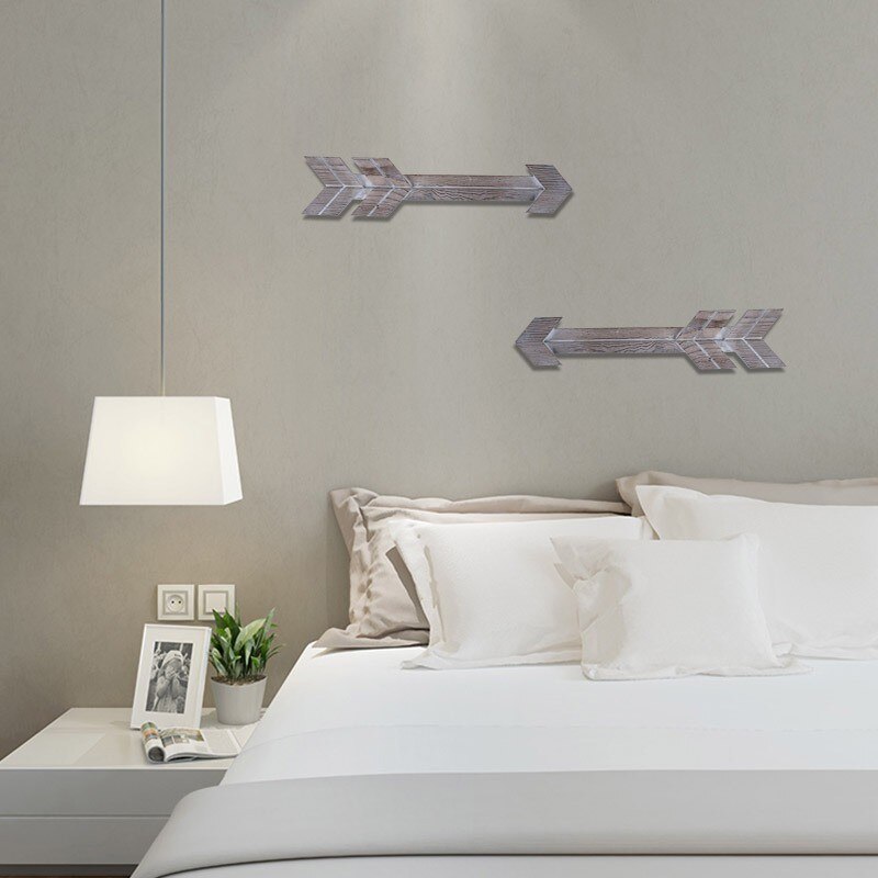 2Pcs/Set Wooden Arrow Sign Wall Decor Rustic Arrow Home Cute Decoration Farmhouse Home Wall Hanging Decor Made Of Weathered Wood