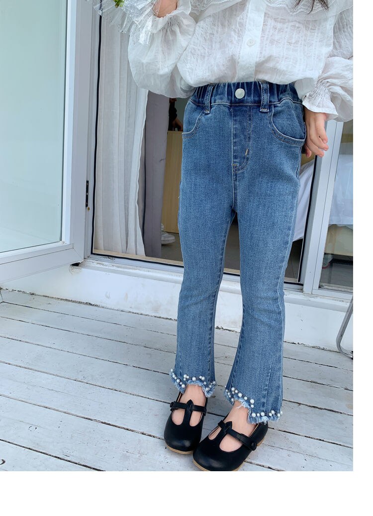 Jean à perles pour filles, pantalon en Denim, 2022: 9T