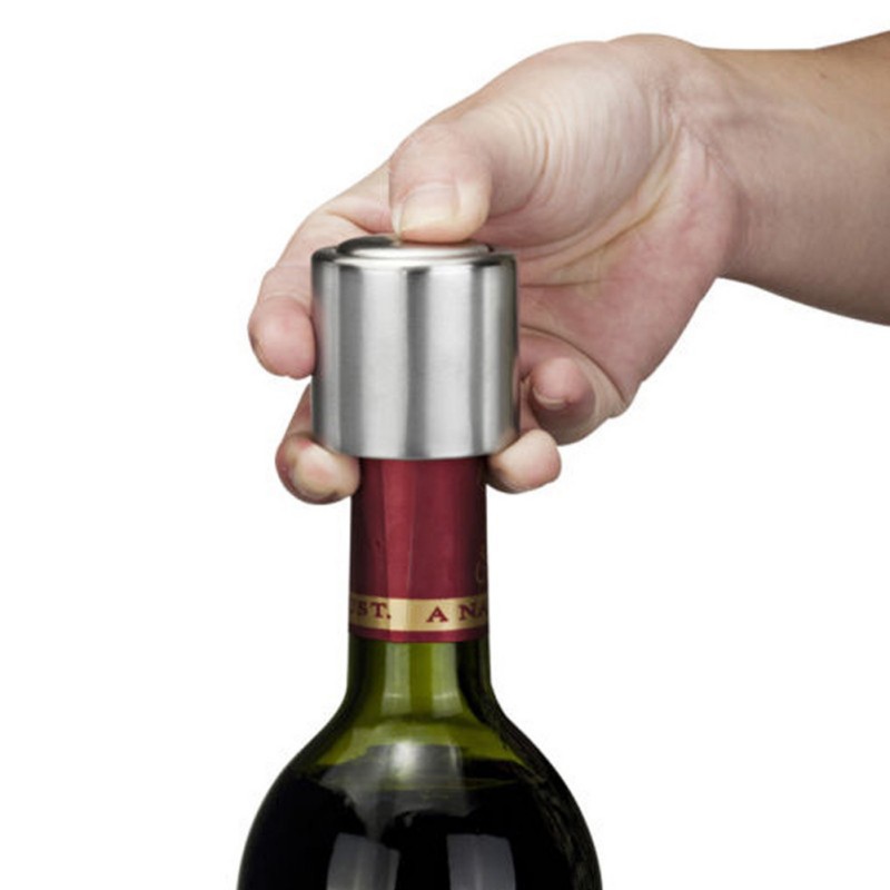 New1Pc Stainless Steel Vacuum Wine Bottle Stopper Sealed Storage Plug Liquor Flow Stopper Pour Cap