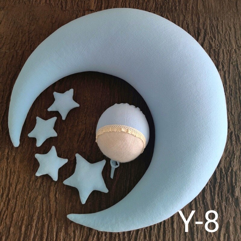 Moon Pillow Newborn Photography Prop Baby Posing Pillow Star Hat Set Baby Body Poser for Studio Photo: 8