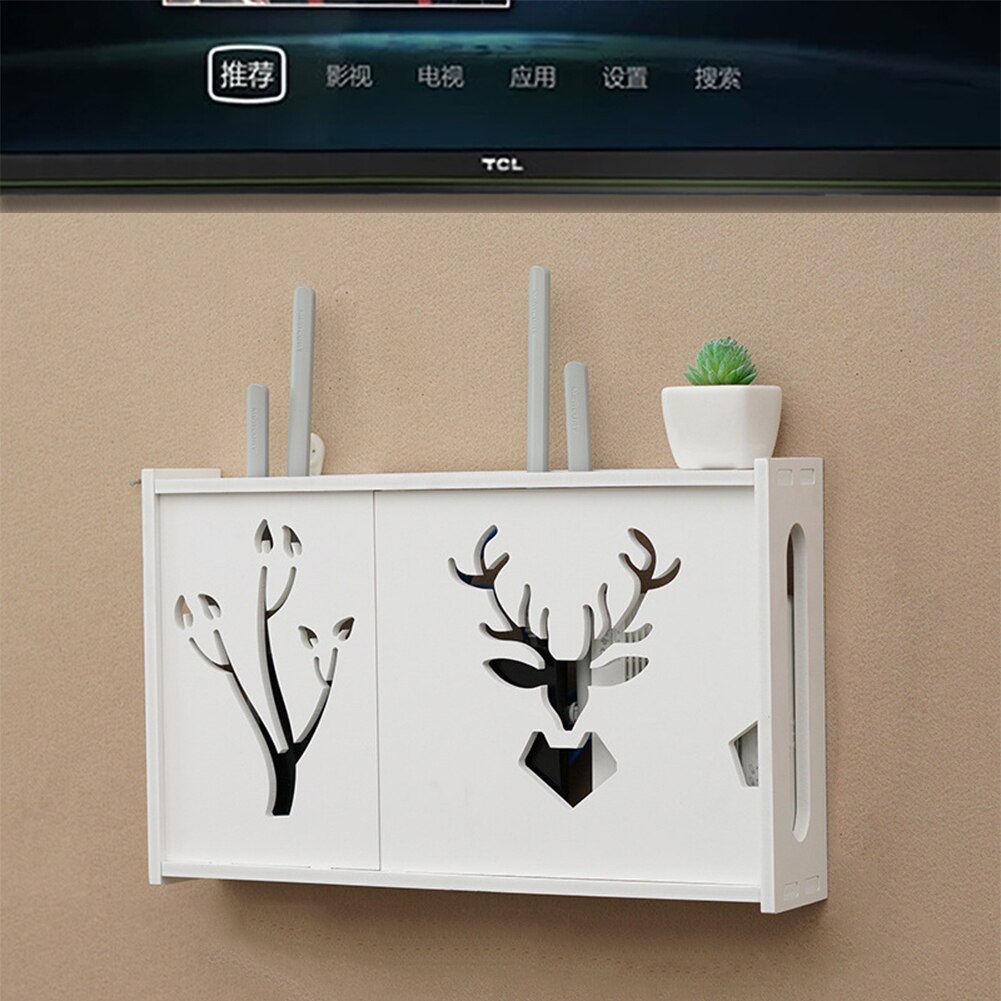 Large Wireless Wifi Router Storage Box PVC panel Shelf Wall Hanging Plug Board Bracket Cable Storage Organizer Home Decor