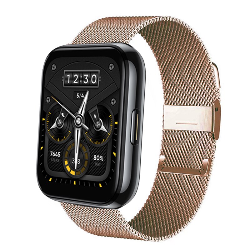 Correa Milanesa De acero inoxidable para Realme Watch 2 Pro, repuesto de pulsera de Metal para realme Watch 2 2 pro, Correa de reloj inteligente: Rose gold / Realme Watch 2 Pro