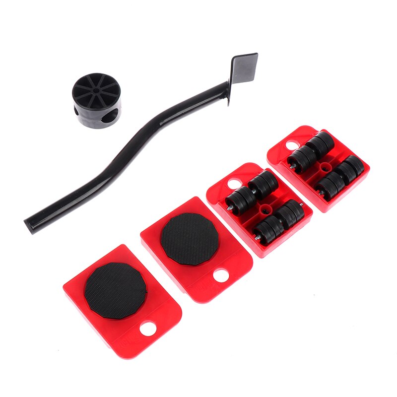 5pcs Furniture Lifter Heavy Roller Move Tool Set Wheel Bar Mover Sliders Transporter Trolley For 200kg/440Lbs: A2