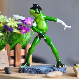Modern Home Decoration Accessories Bizarre Dancing Frog Ornaments Statue Sculpture Resin Funny Frog Statue Home Decoration: 001