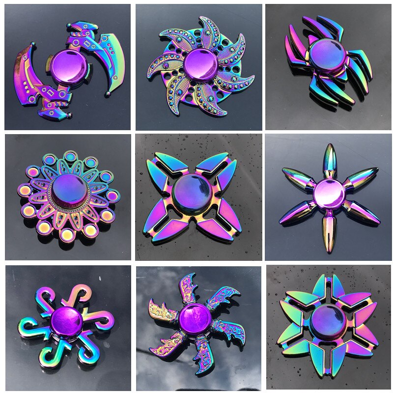 Nuovo metallo colorato Fidget Spinner gradiente creativo timone a sei stelle Spinner a mano sollievo dallo Stress EDC Figet Spiner bambini giocattoli per adulti