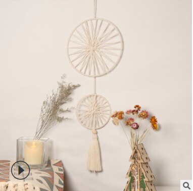 Nowoczesne proste gobelin ręcznie tkane bawełny i lnu makrama okrągłe ściany wiszące tło wystrój elegancki prezent ozdoby: Default Title