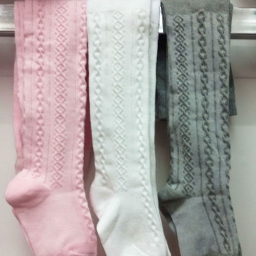 3 par baby børn pige solide rib bomuldstights strømper strømpebukser til børn efterår vinter pink hvid grå