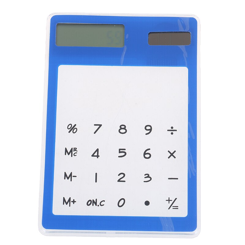 8 Digit Touch Screen Ultra slim Transparent Solar Stationery Clear Scientific Calculator use for Student School Office: Blue