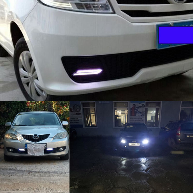 2 st led-varselljus för bilar, 12v varningslampor, vitt ljus, vattentäta dimljus, tillbehör, varningslampor, styling, led-lampor för bilar