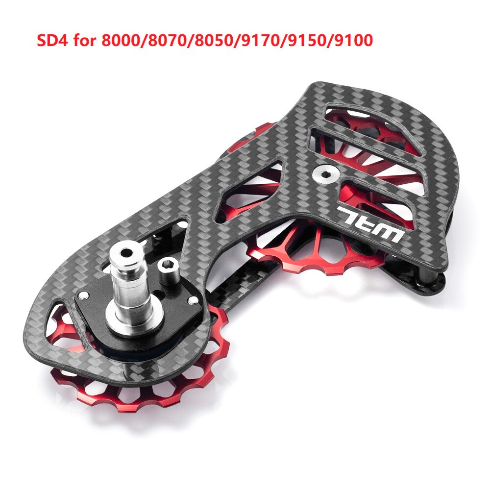 Desviador trasero de cerámica de fibra de carbono para bicicleta, rueda de guía de polea 17T para 6800 R7000 R8000 R9100 R9000, accesorios de bicicleta: SD4 red