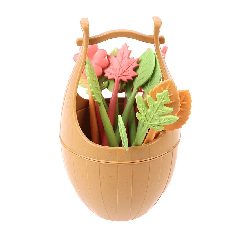 16 sztuk widelec robić owoców owoce wykałaczka obiad deser ciasto wybierać dla dzieci dekoracje na domowe przyjęcie beczki liści: brązowy