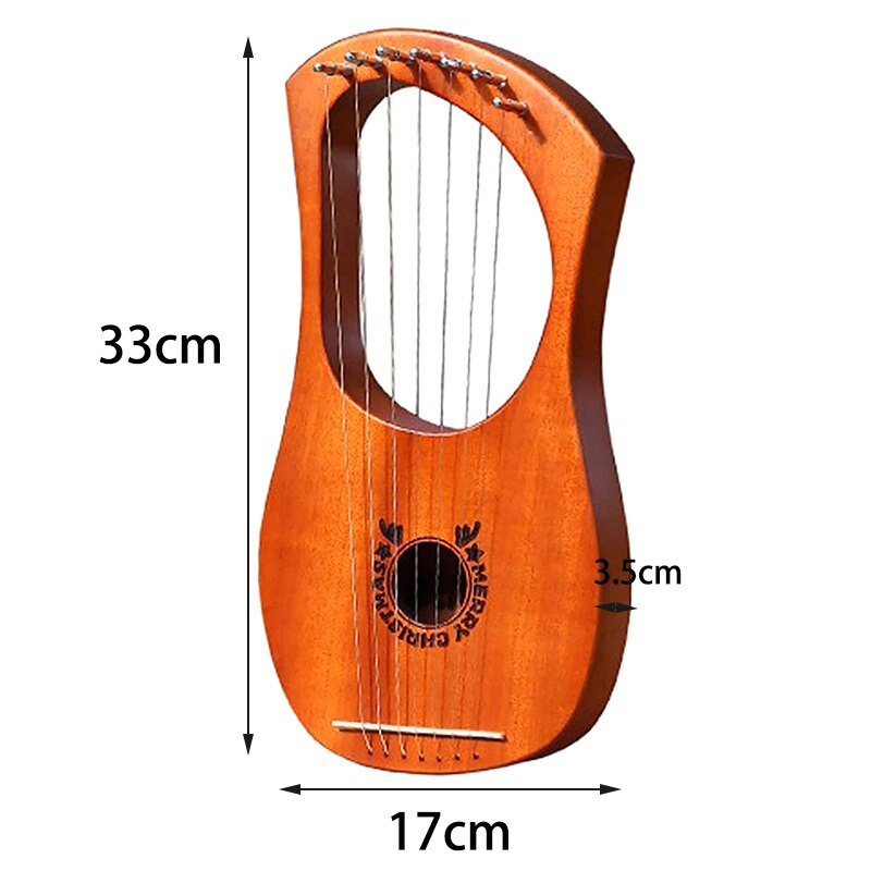 Lyre Harp 7 Metal String Harp Heptachord Mahogany Lye Harp with Tuning Wrench,for Music Lovers Beginners Kids Adult