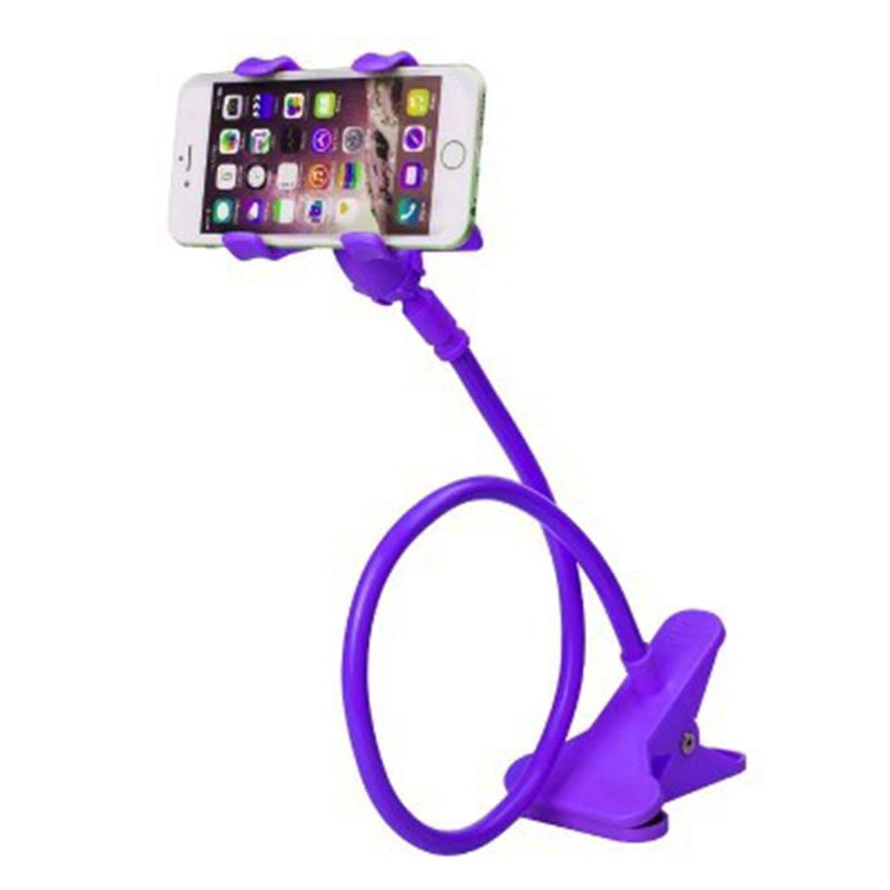 Soporte Universal Flexible para teléfono móvil, Clip ajustable para teléfono móvil, cama para el hogar, montaje de escritorio, soporte para teléfono inteligente: Morado