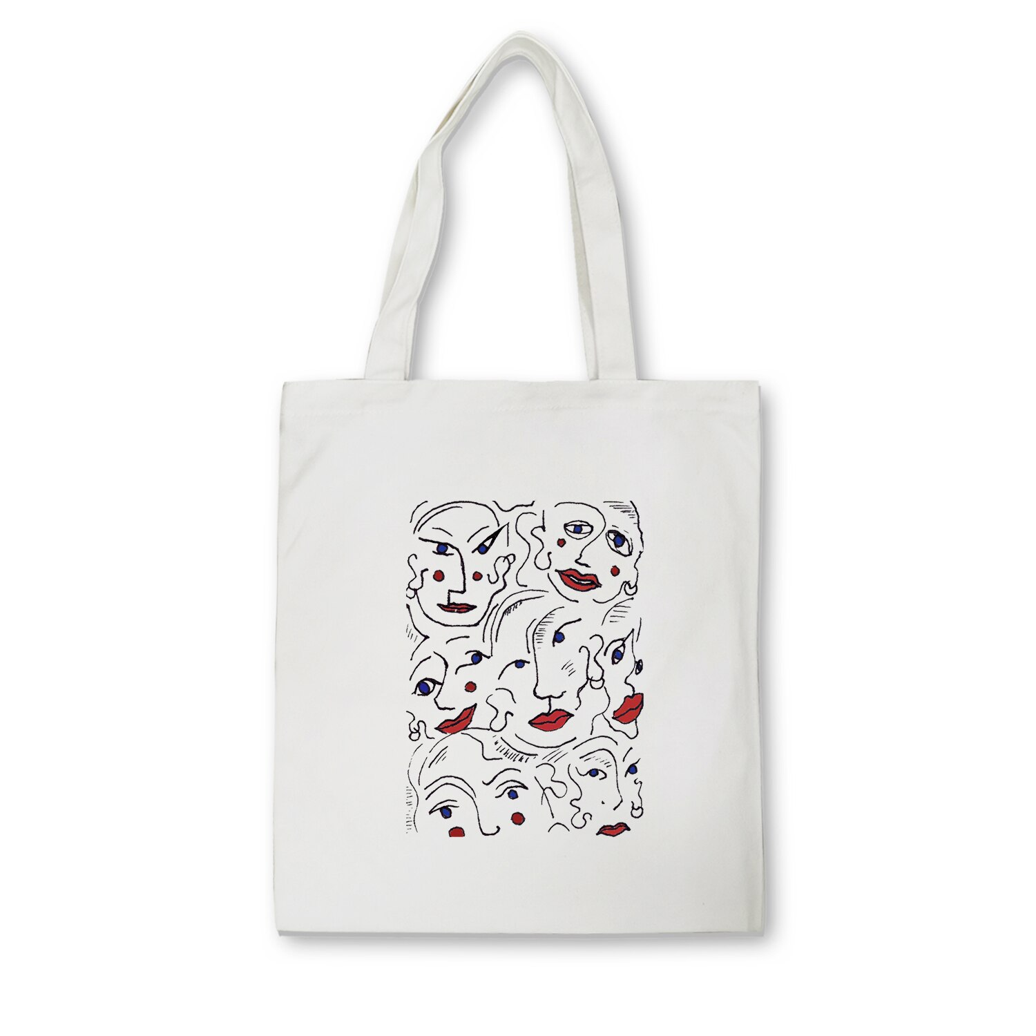 Women Canvas Bags Aesthetic Art Printing Tote Shopping Bags Casual Cloth Shoulder Bag for Girls Korean Ladies Shopper Bags: C12-39WHITE