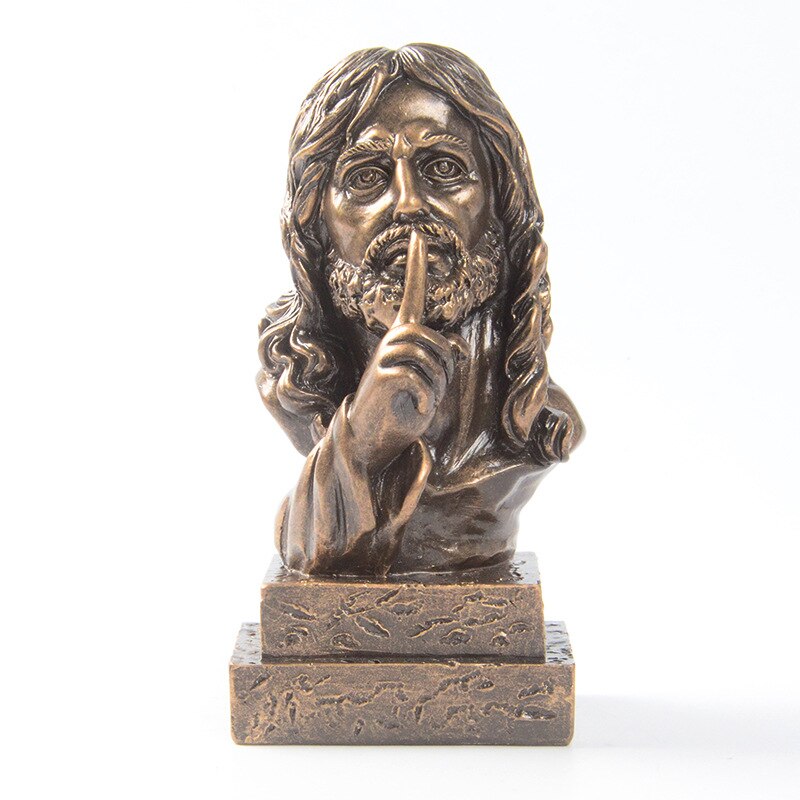 Estatua de Jesús de imitación de bronce, resina, Jesús, Cruz, iglesia, decoración del hogar, adornos de